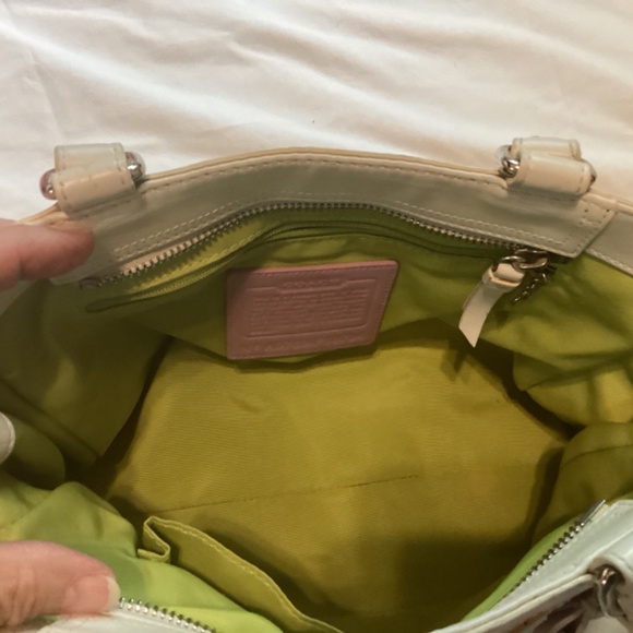 Coach Stripe bag tassels purse red teal purple pink green charm emblem handles - Picture 7 of 11